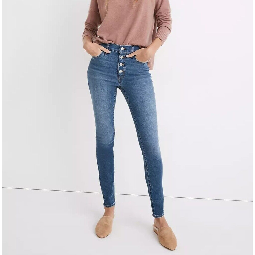 Madewell 9" Mid-Rise Skinny Jeans in Varney Wash Button-Front Edition Women's 24